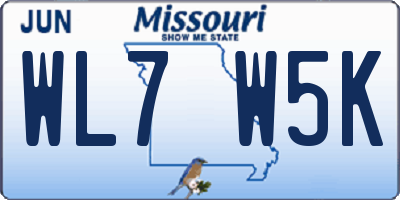 MO license plate WL7W5K
