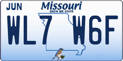 MO license plate WL7W6F