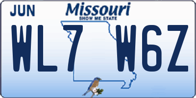 MO license plate WL7W6Z
