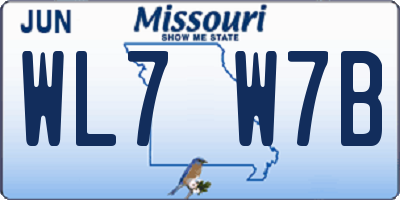 MO license plate WL7W7B