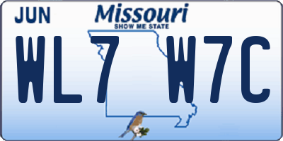 MO license plate WL7W7C