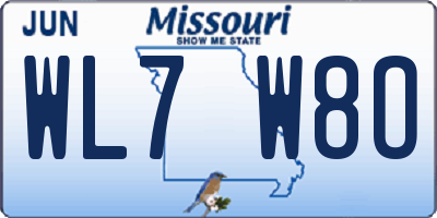 MO license plate WL7W8O