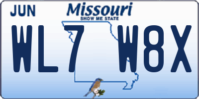 MO license plate WL7W8X