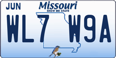 MO license plate WL7W9A