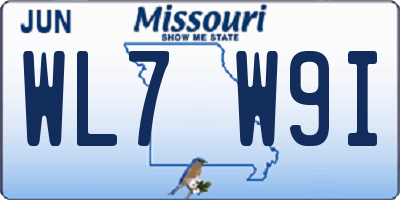 MO license plate WL7W9I