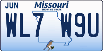 MO license plate WL7W9U