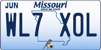 MO license plate WL7X0L
