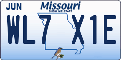 MO license plate WL7X1E