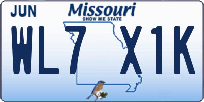MO license plate WL7X1K