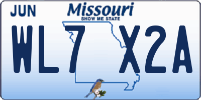 MO license plate WL7X2A