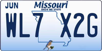 MO license plate WL7X2G