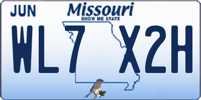 MO license plate WL7X2H