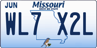 MO license plate WL7X2L