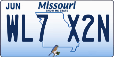 MO license plate WL7X2N