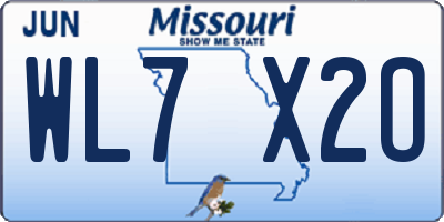 MO license plate WL7X2O