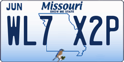 MO license plate WL7X2P
