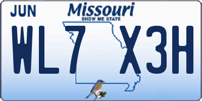 MO license plate WL7X3H