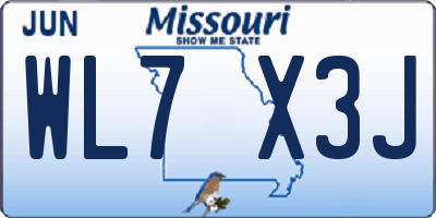 MO license plate WL7X3J