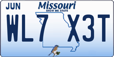 MO license plate WL7X3T