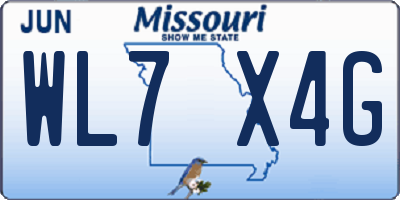 MO license plate WL7X4G