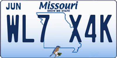 MO license plate WL7X4K