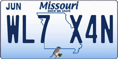 MO license plate WL7X4N