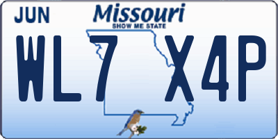 MO license plate WL7X4P