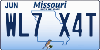 MO license plate WL7X4T
