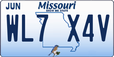 MO license plate WL7X4V