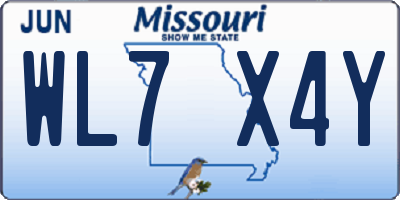 MO license plate WL7X4Y