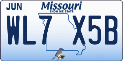 MO license plate WL7X5B