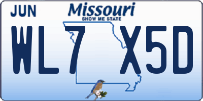 MO license plate WL7X5D