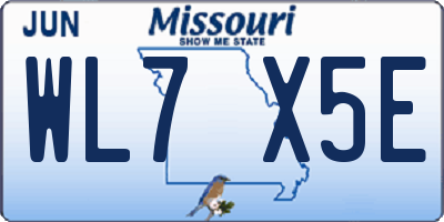 MO license plate WL7X5E