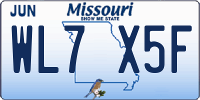 MO license plate WL7X5F