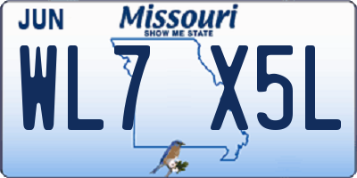 MO license plate WL7X5L