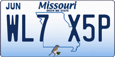 MO license plate WL7X5P