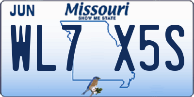 MO license plate WL7X5S