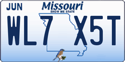 MO license plate WL7X5T