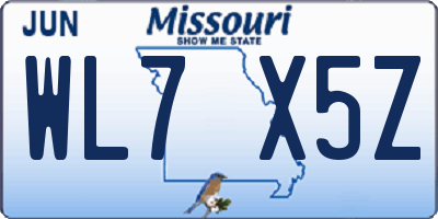 MO license plate WL7X5Z