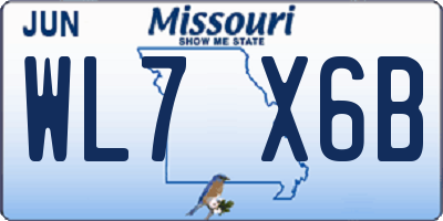 MO license plate WL7X6B