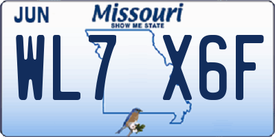 MO license plate WL7X6F