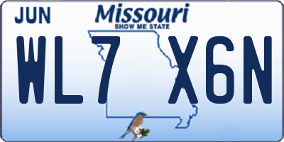 MO license plate WL7X6N