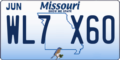 MO license plate WL7X6O