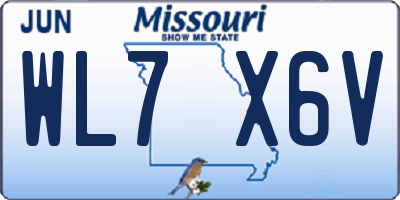 MO license plate WL7X6V