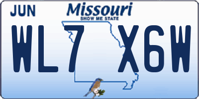 MO license plate WL7X6W