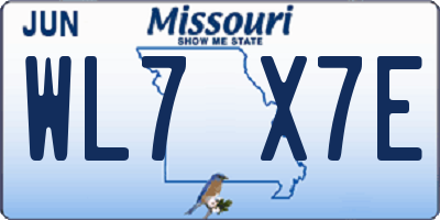 MO license plate WL7X7E