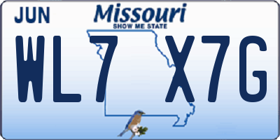 MO license plate WL7X7G