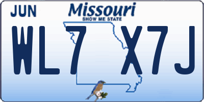 MO license plate WL7X7J