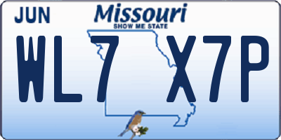 MO license plate WL7X7P