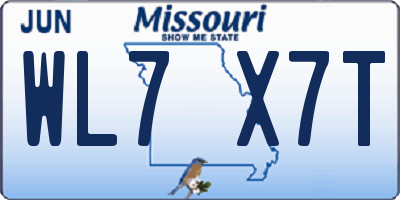 MO license plate WL7X7T